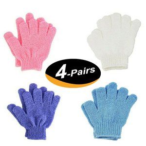 4 Pairs 8Pcs Exfoliating Glove Body Scrubber Glove Bath Mitts scrub Random Color